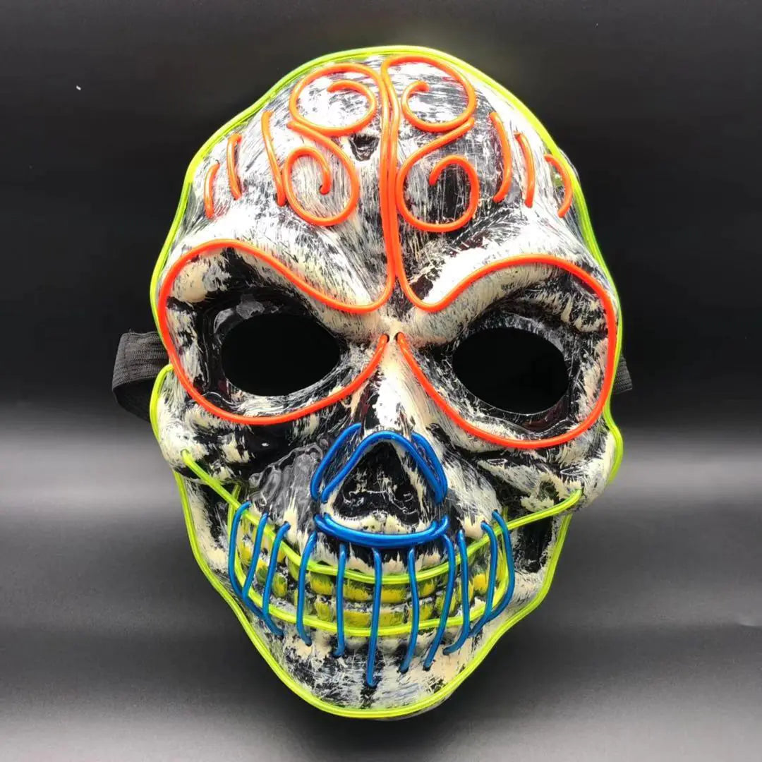 LED Skull Mask with Three-Color Light for Halloween