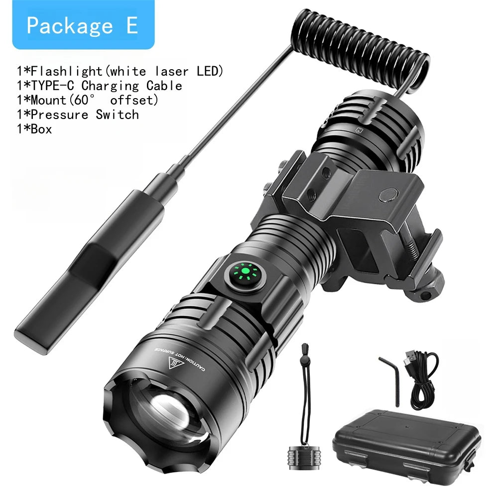 Super Flashlights Torches Ultra Powerful Flashlight USB Rechargeable Flash Light Night Scout Lights LED Zoom Tactical Lantern