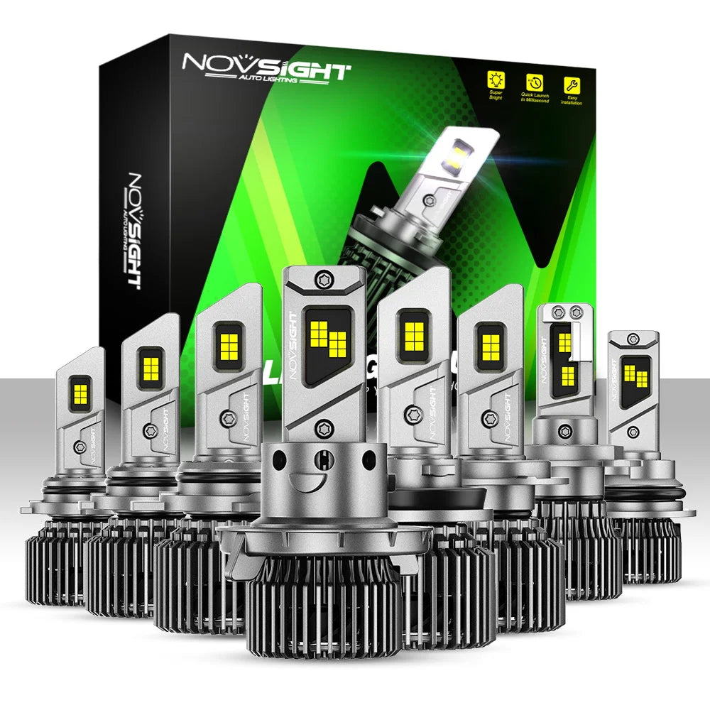 NOVSIGHT H7 LED Canbus | H4 LED Headlight Bulbs | 22000LM 100W | H11 H8 H9 9005 HB3 9006 HB4 | 6500K White | Mini Size Auto Headlamp