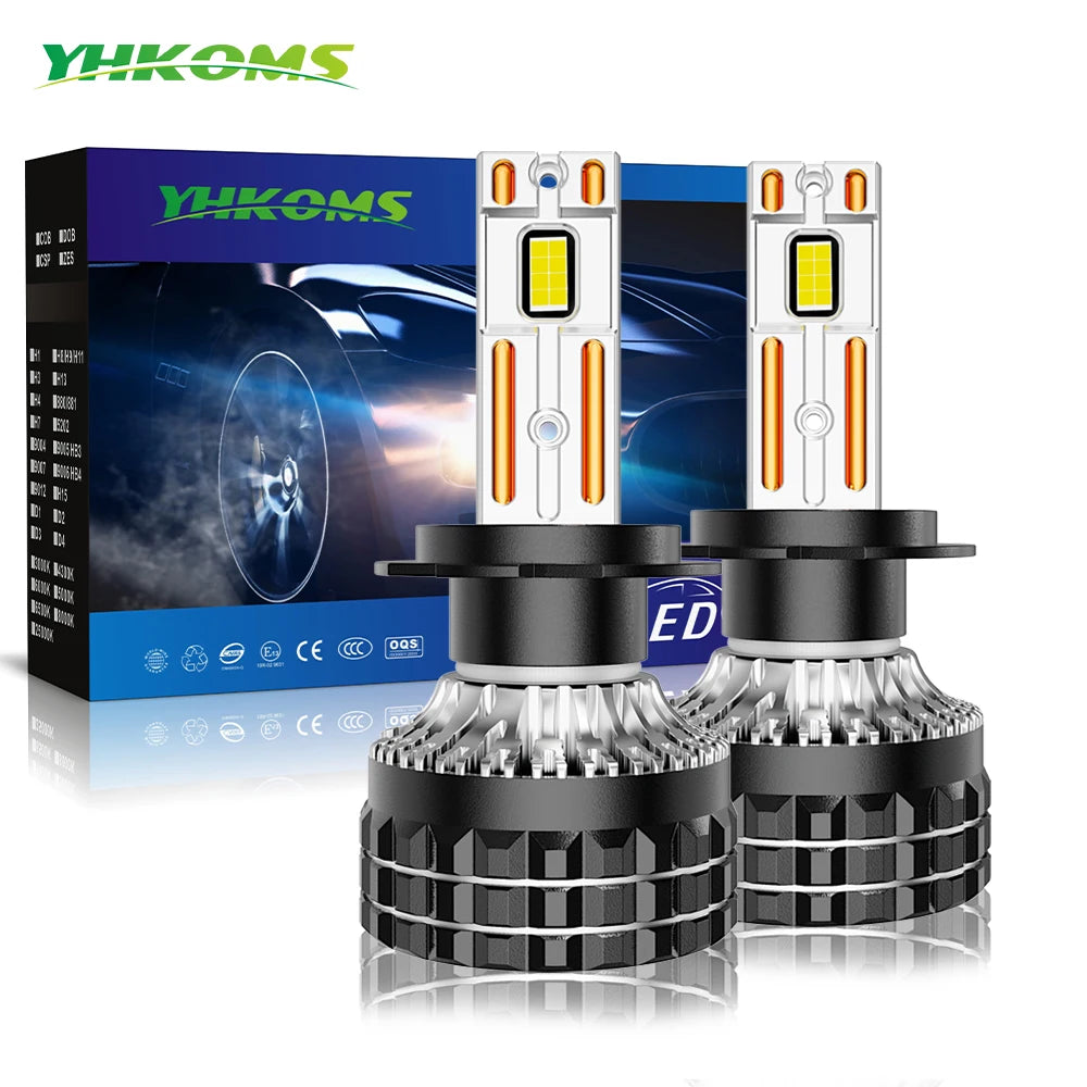 YHKOMS LED Headlights 180W 60,000LM 5570 Chips | H7 H11 H4 H1 H8 H9 9005 9006 HB3 HB4 | 6000K White Car Headlamp Bulbs