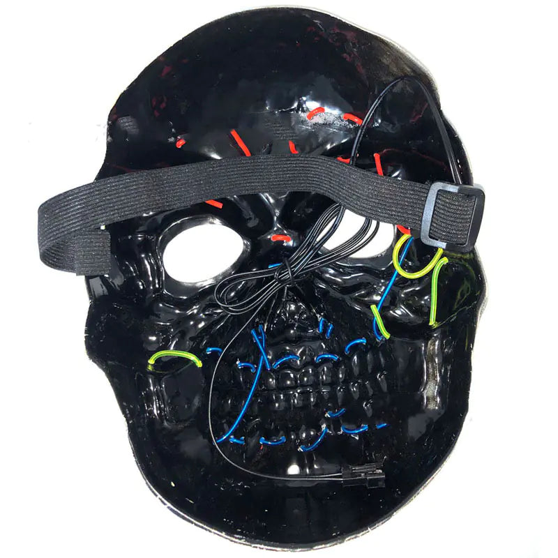 LED Skull Mask with Three-Color Light for Halloween