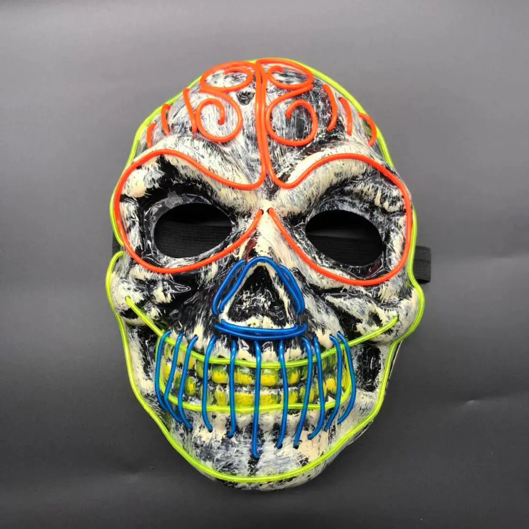 LED Skull Mask with Three-Color Light for Halloween