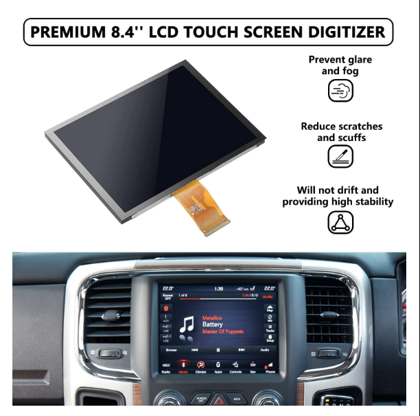 LBW Premium 8.4" Uconnect 4C UAQ LCD Monitor Touch-Screen Radio Navigation New OEM Fit for Jeep Dodge RAM Chrysler Gladiator Compass Wrangler Cherokee Durango 2017-2022 Replace # LA084X01(SL)(02)