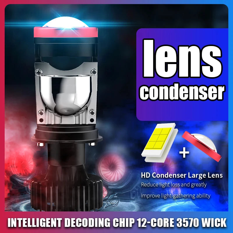💡 2Pcs H4 Lenses LED Lamp 🔧 | H4 Canbus LED Headlights 🚘 | H4 Mini Projector LED 💥 | Motorcycle & Car Headlight Bulbs 🏍️🚗