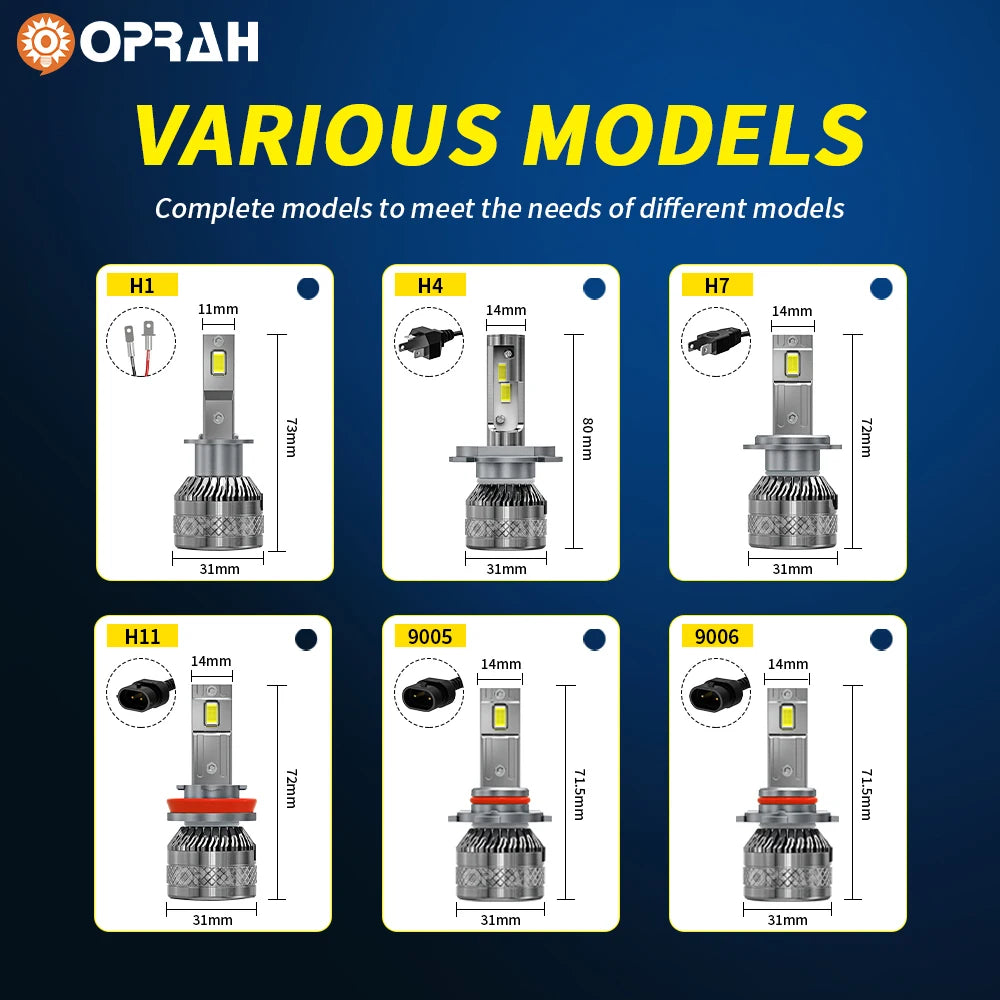 H4 H7 LED Headlights Canbus H1 H11 9005 9006 High Low Beam Bulbs Car Light 290000LM 700W White 6000K Auto Fog Light 12V for Car