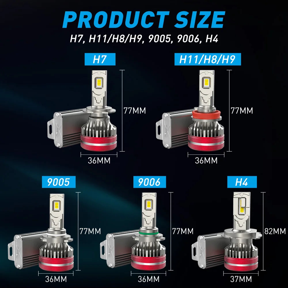 ✅ NAO 180W 21,600LM Canbus LED Headlight Bulbs H11 / H4 / H7 / H8 / H9 / 9005 (HB3) / 9006 (HB4) | 6000K | Turbo Cooling | For Ford Focus 3 MK3 MK2 Kuga | 12V